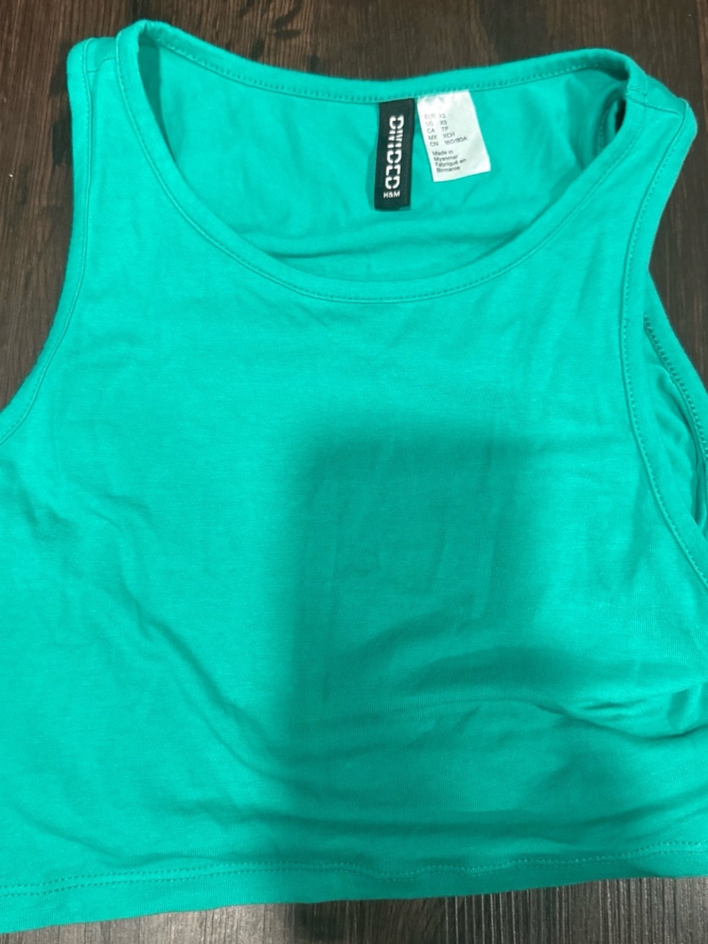H&M Teal Crop Tank - Solid Sleeveless Top